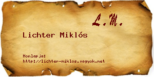 Lichter Miklós névjegykártya